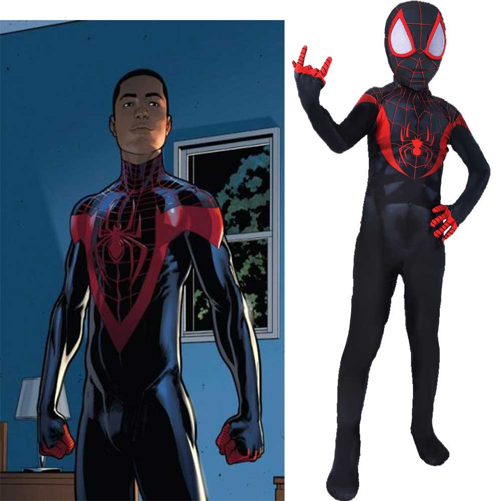 Kids Black Spiderman Cosplay Costume Miles Morales Spider-Man